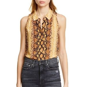 NWT JOIE Branka snake print sleeveless button down blouse Fading Sun small new